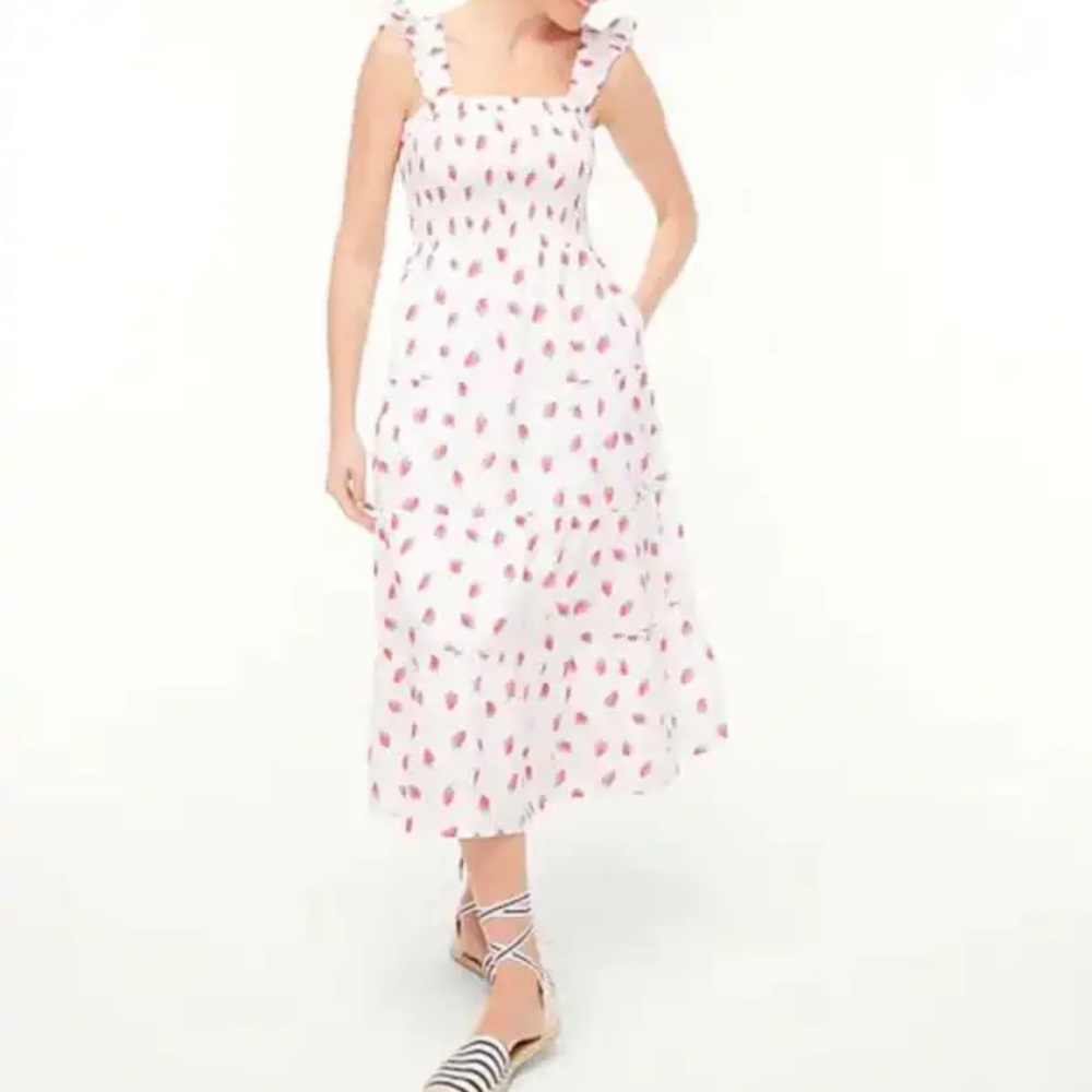 J. Crew Factory White and Pink Floral Dress
